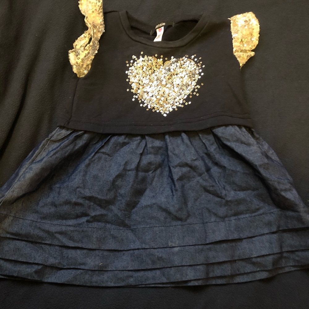 Black and denim dress with silver sequins